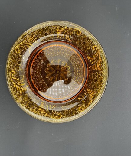 Amber Glass Sunflower Plate