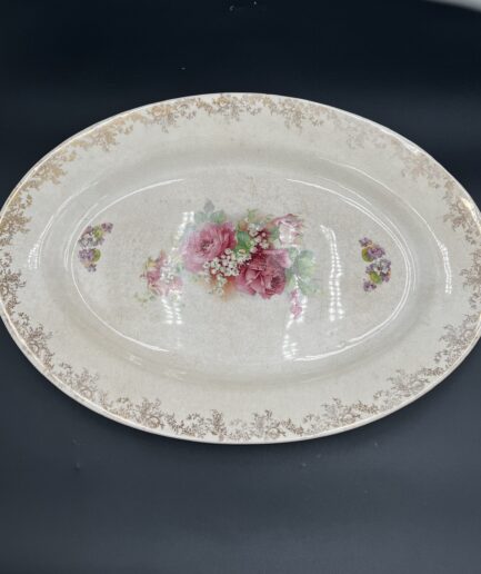 Antique Floral Oval Serving Dish