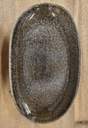 Black Cyprus Reactive Glaze Small Oval Platter