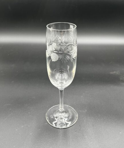 Etched Pine Cone Champagne Glass