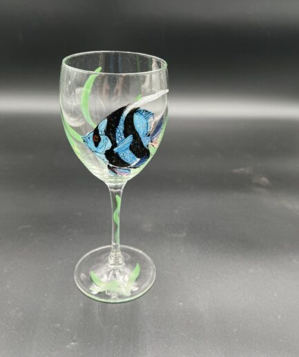 Hand-Painted Fish Wine Glass