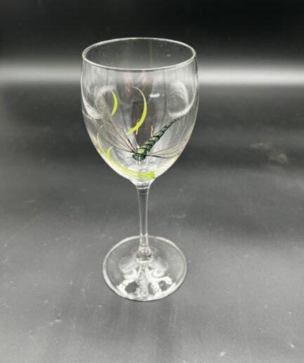 Hand-painted Dragonfly Wine Glass