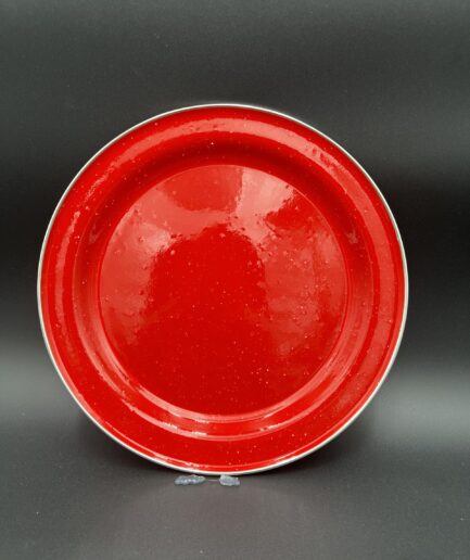 Red Enamelware Plate