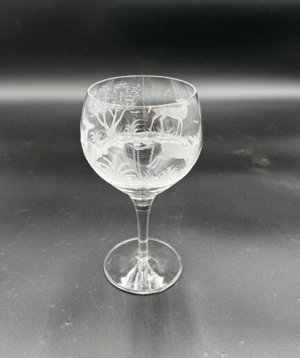 Red Wine Etched Deer Glasses