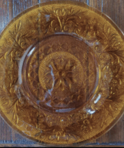 Amber Glass Sunflower Plate