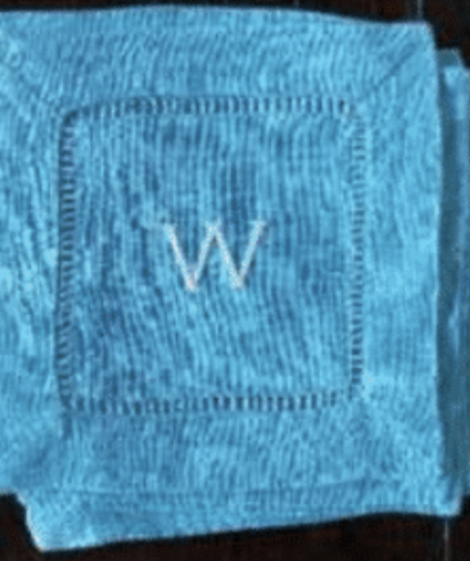 Blue W Cocktail Napkin