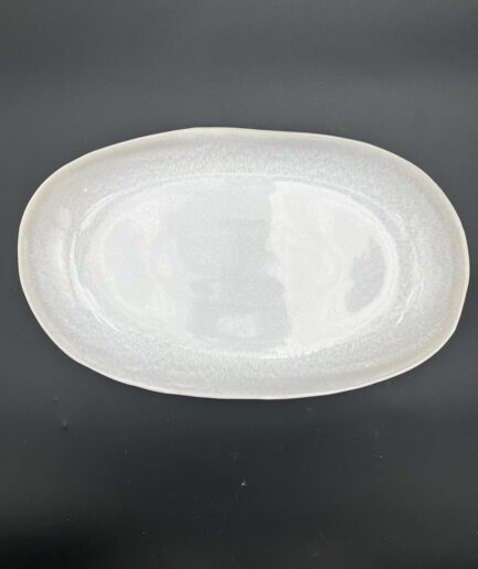 White Cyprus Reactive Glaze Oval Platter