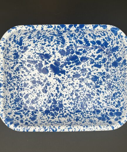 White Speckled Enamelware Rectangular Platter